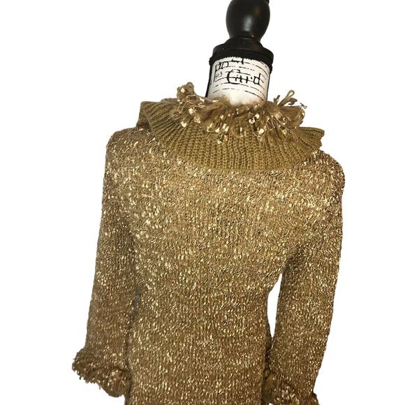 Urban Mango‎ Women Gold Fluffy Sweater Cardigan Size M - Picture 8 of 13